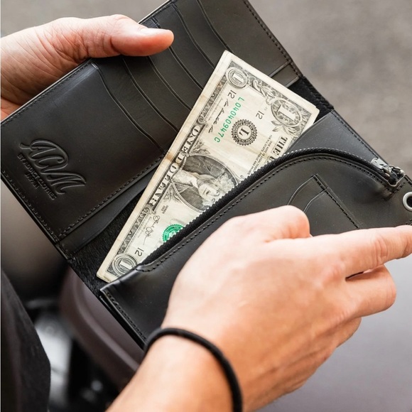 ADDICT Clothes Long Wallet Black Trucker Biker Streetwear Rugged - Picture 13 of 16